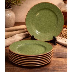 Val Do Sol Portugal Green Speckled Stoneware Salad Plates Set of 8 8.75"